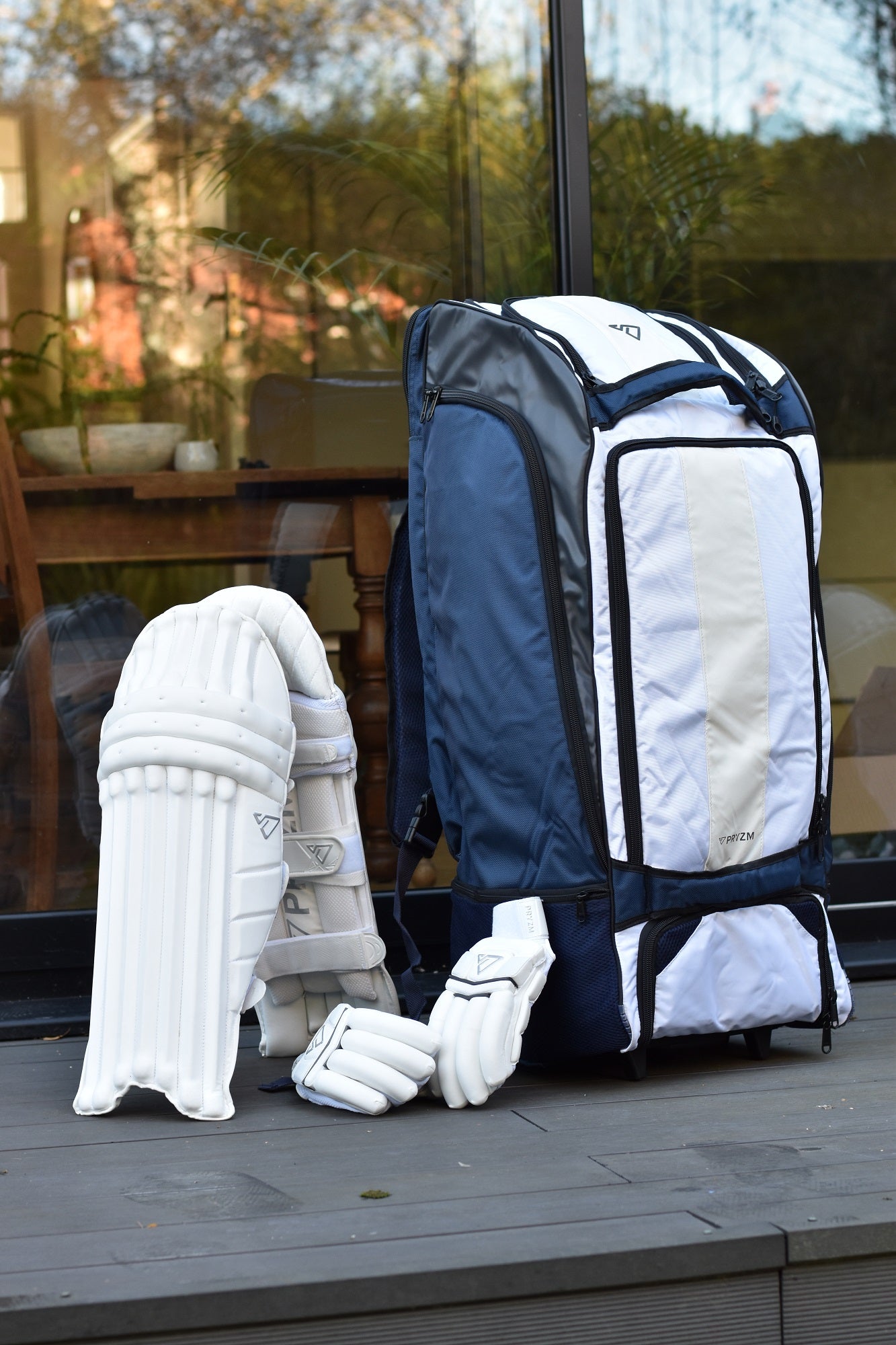 2026 Heritage Pads & Gloves + Blue/White/Grey Signature Wheelie Duffle Bundle